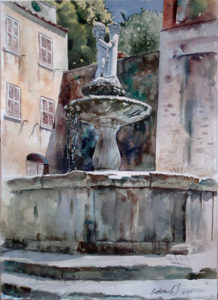 acquerello disegno fontana palestrina bastianiello Jeremy