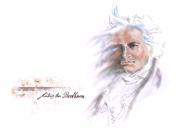 illustrazioni digitali beethoven