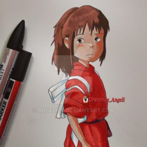 disegno a Pantone di chihiro animazione giapponese