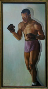 Joe Louis olio tela pittura arte boxe pugilato