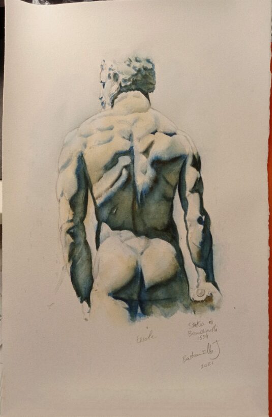 watercolor florence sculpture ercole