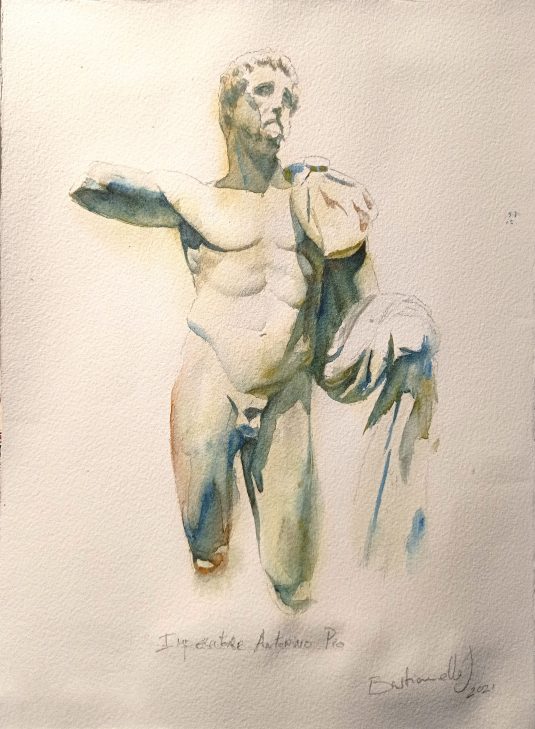 acquerello ritratto statua antica