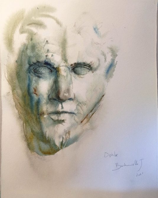 acquerello statua antica ritratto