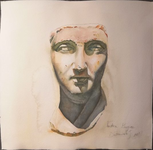 acquerello watercolor portrait sculpture