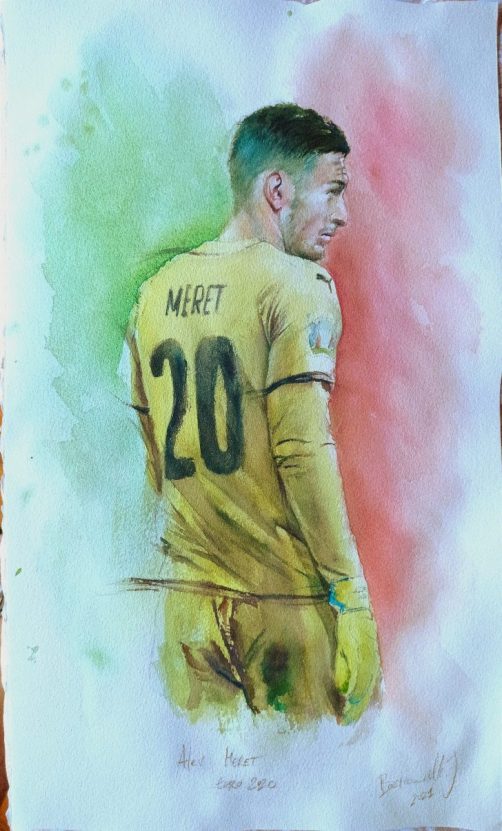 dipinto disegno europei italia portiere meret calcio 2020