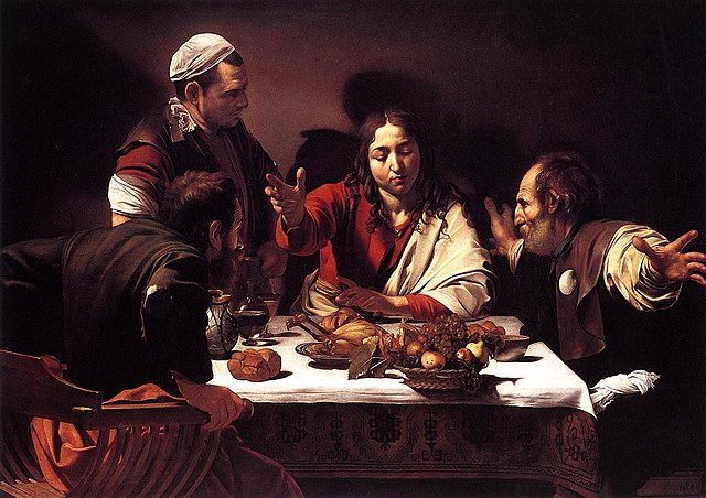 caravaggio merisi cena emmaus olio tela