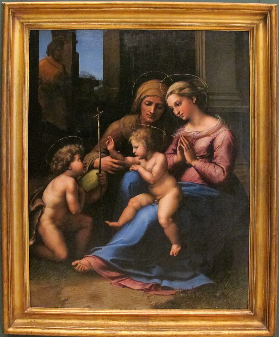 raffaello dipinto olio madonna bambino divino amore