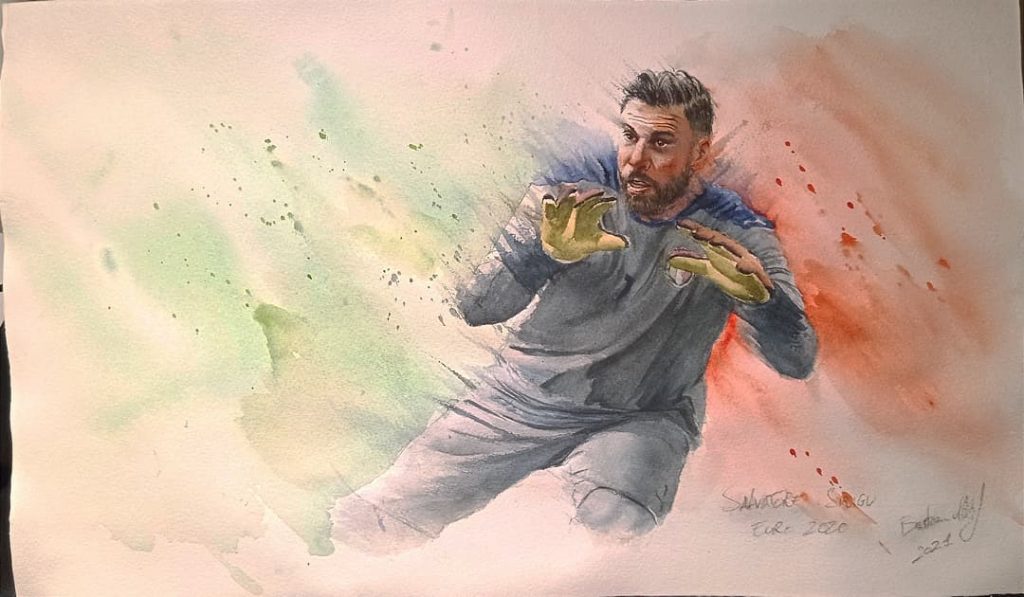 dipinto disegno sirigu calcio europei 2020